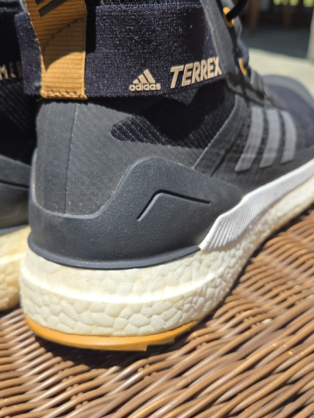 adidas Terrex Black and Tan Mid-Top Trail Sneakers - Picture 8 of 16